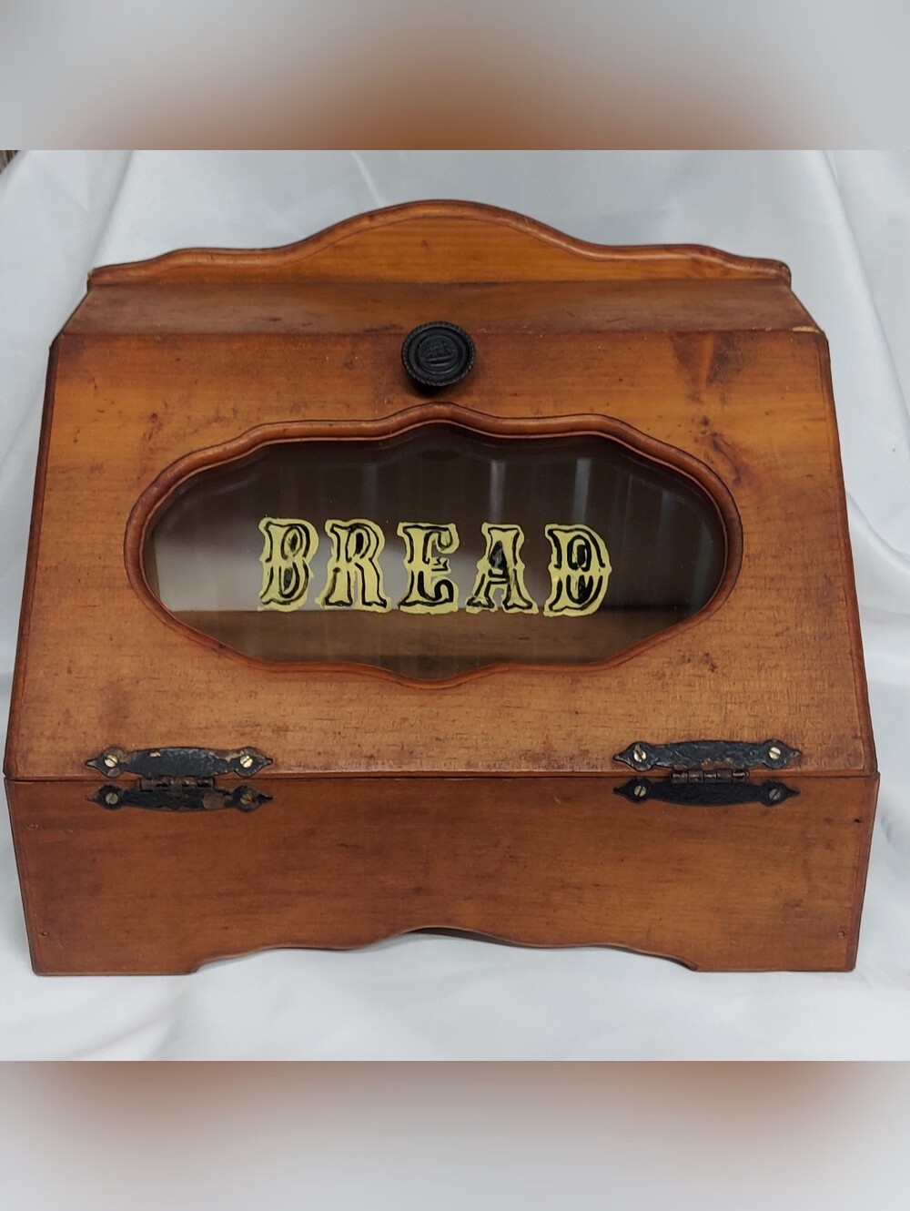 Vintage 70s/80s Farmhouse Wooden Bread Box – Glass Front